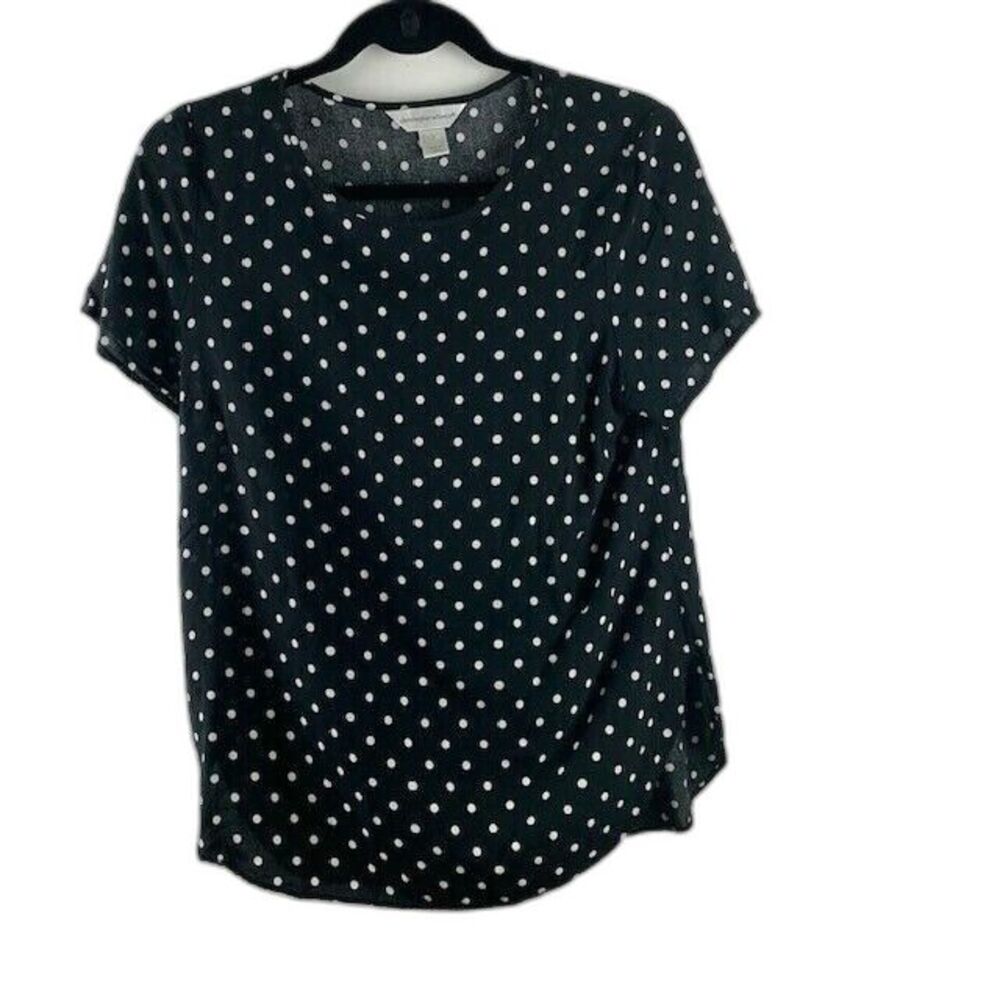 Christopher & Banks Size Small Womens Top Short Sleeve Polka Dot Hi Low Tunic